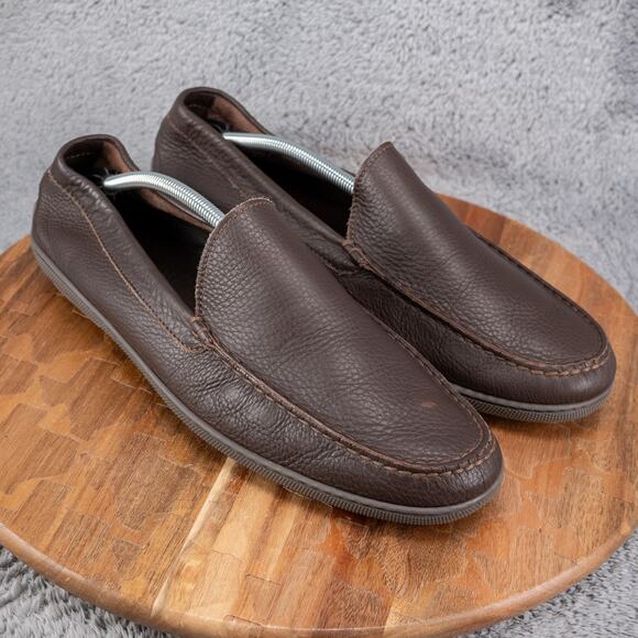 Men’s Ralph Lauren Brown Pebbled Leather Italy Driving Loafers Shoes 13 D - Picture 1 of 9